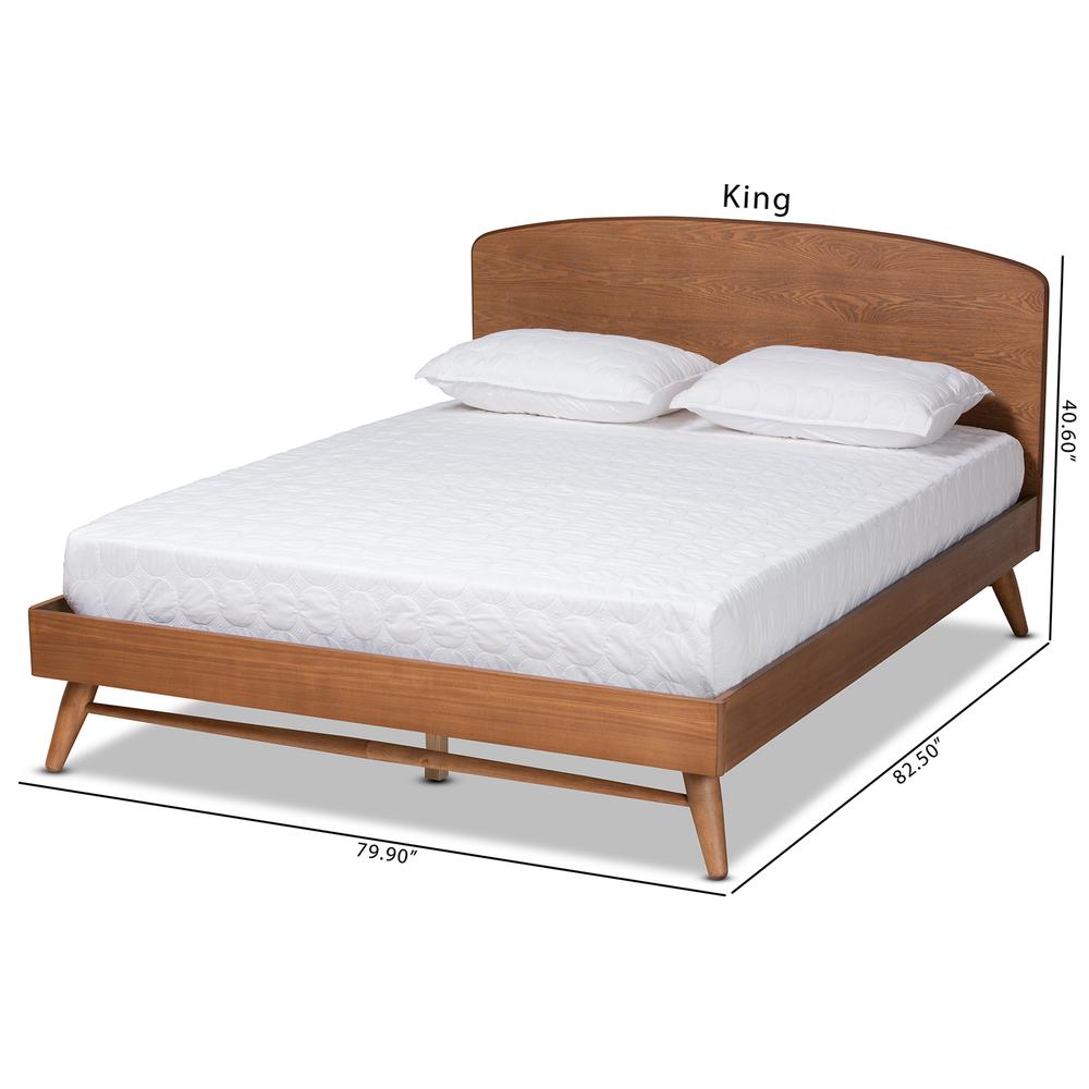 Transitional Walnut Brown Finished Wood King Size Platform Bed. Picture 20