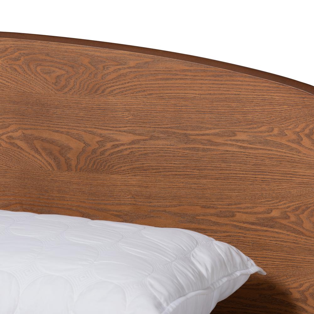 Transitional Walnut Brown Finished Wood King Size Platform Bed. Picture 14