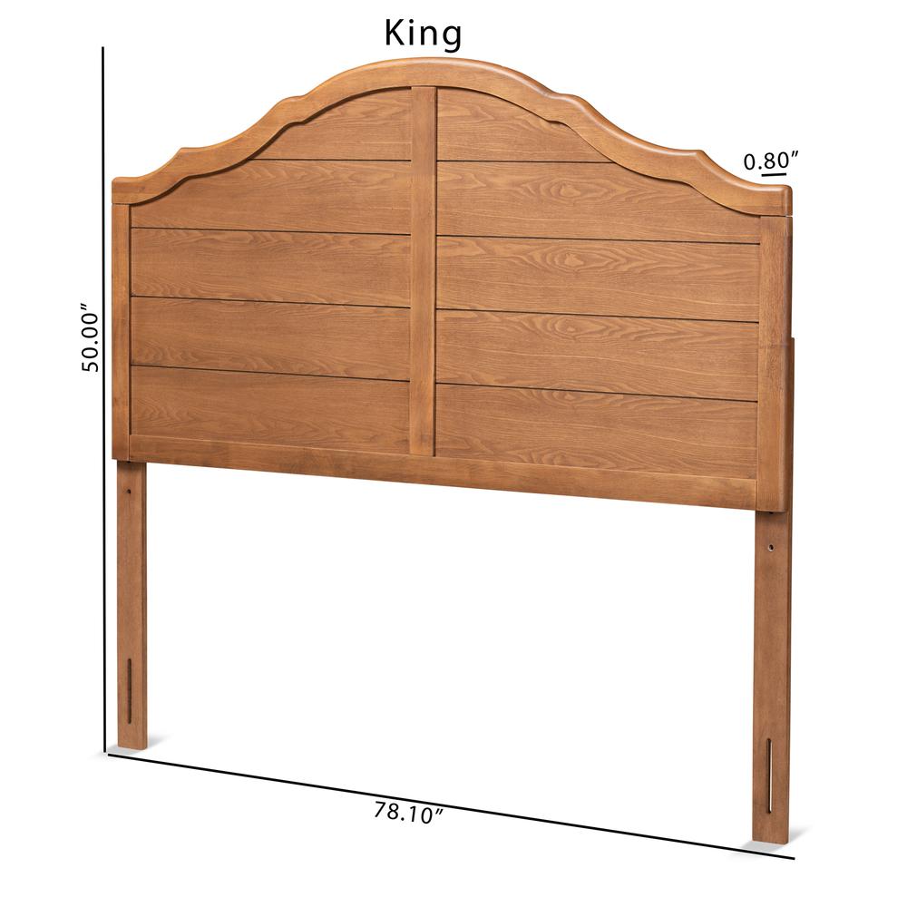 Clive Vintage Traditional Farmhouse Ash Walnut Finished Wood King Size Headboard. Picture 15