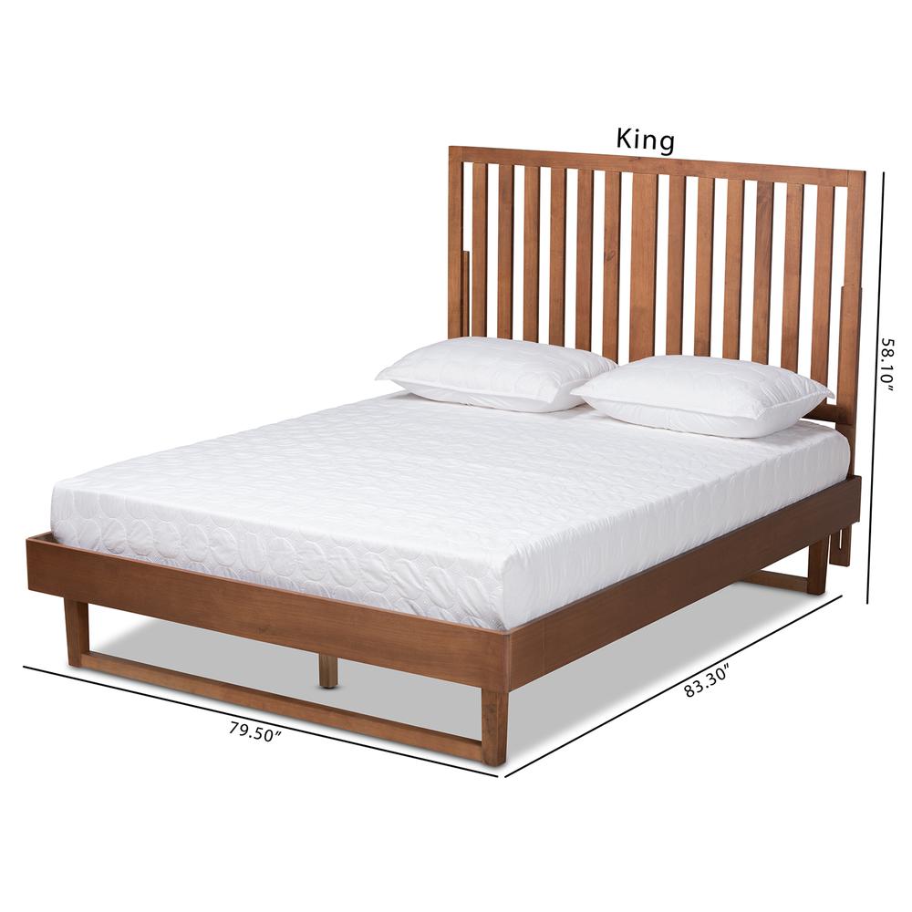 Marin Modern and Contemporary Walnut Brown Finished Wood King Size Platform Bed. Picture 21