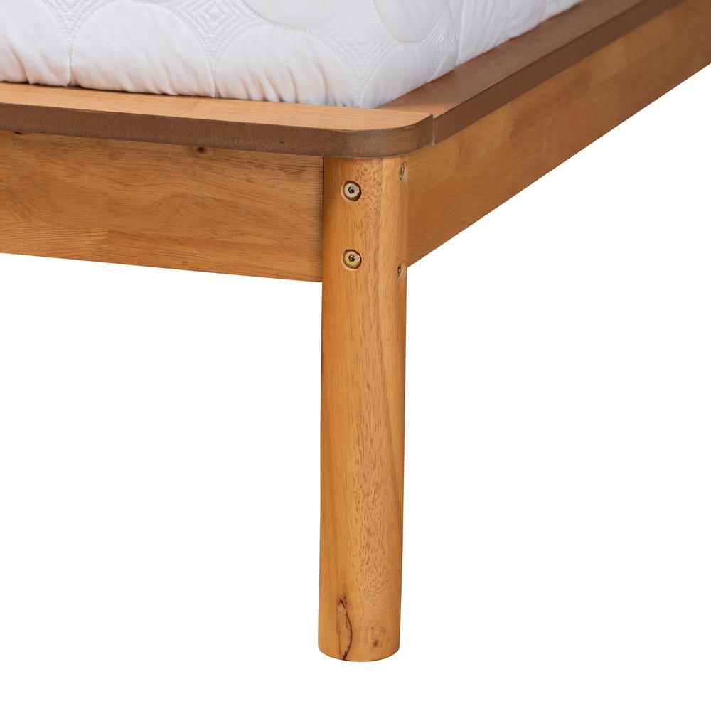 Efren Mid-Century Modern Honey Oak Finished Wood Queen Size Bed Frame. Picture 14