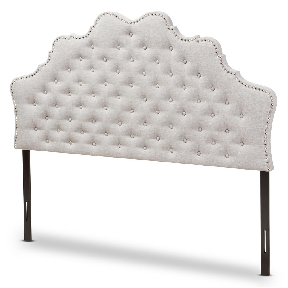 Hilda Modern and Contemporary Greyish Beige Fabric King Size Headboard. Picture 7
