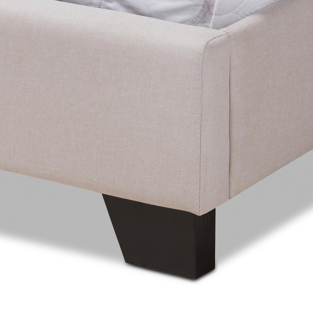 Alesha Modern and Contemporary Beige Fabric Upholstered King Size Bed. Picture 15