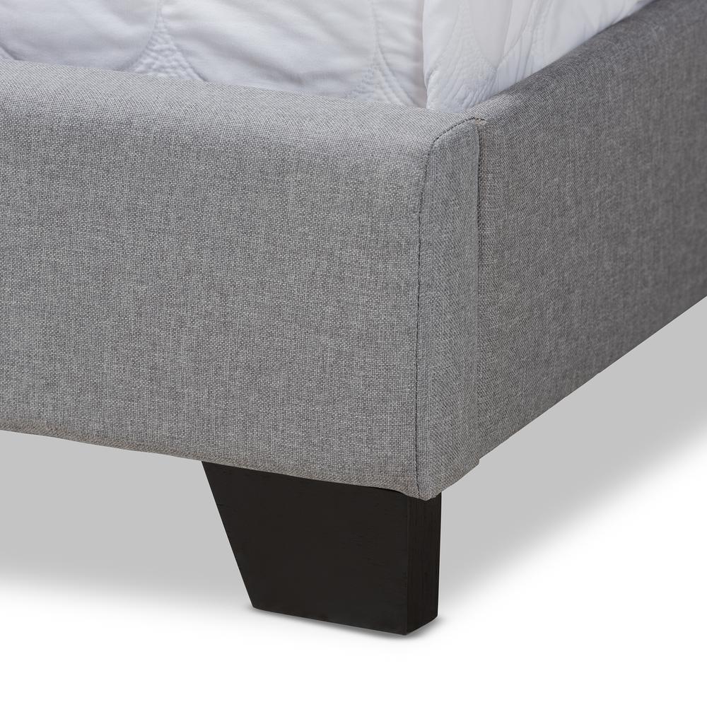 Brady Modern and Contemporary Light Grey Fabric Upholstered King Size Bed. Picture 15