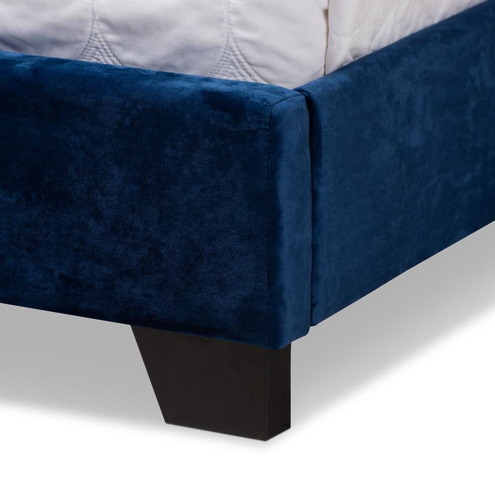 Baxton Studio Candace Luxe and Glamour Navy Velvet Upholstered King Size Bed. Picture 15
