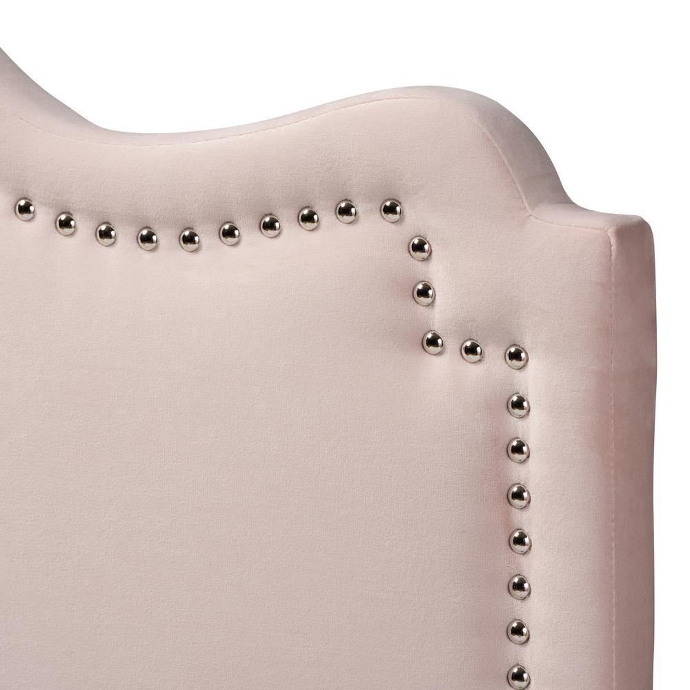 Light Pink Velvet Fabric Upholstered King Size Headboard. Picture 11