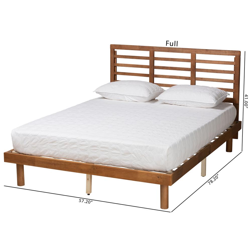 Lucine Mid-Century Modern Ash Walnut Finished Wood Queen Size Platform Bed. Picture 19