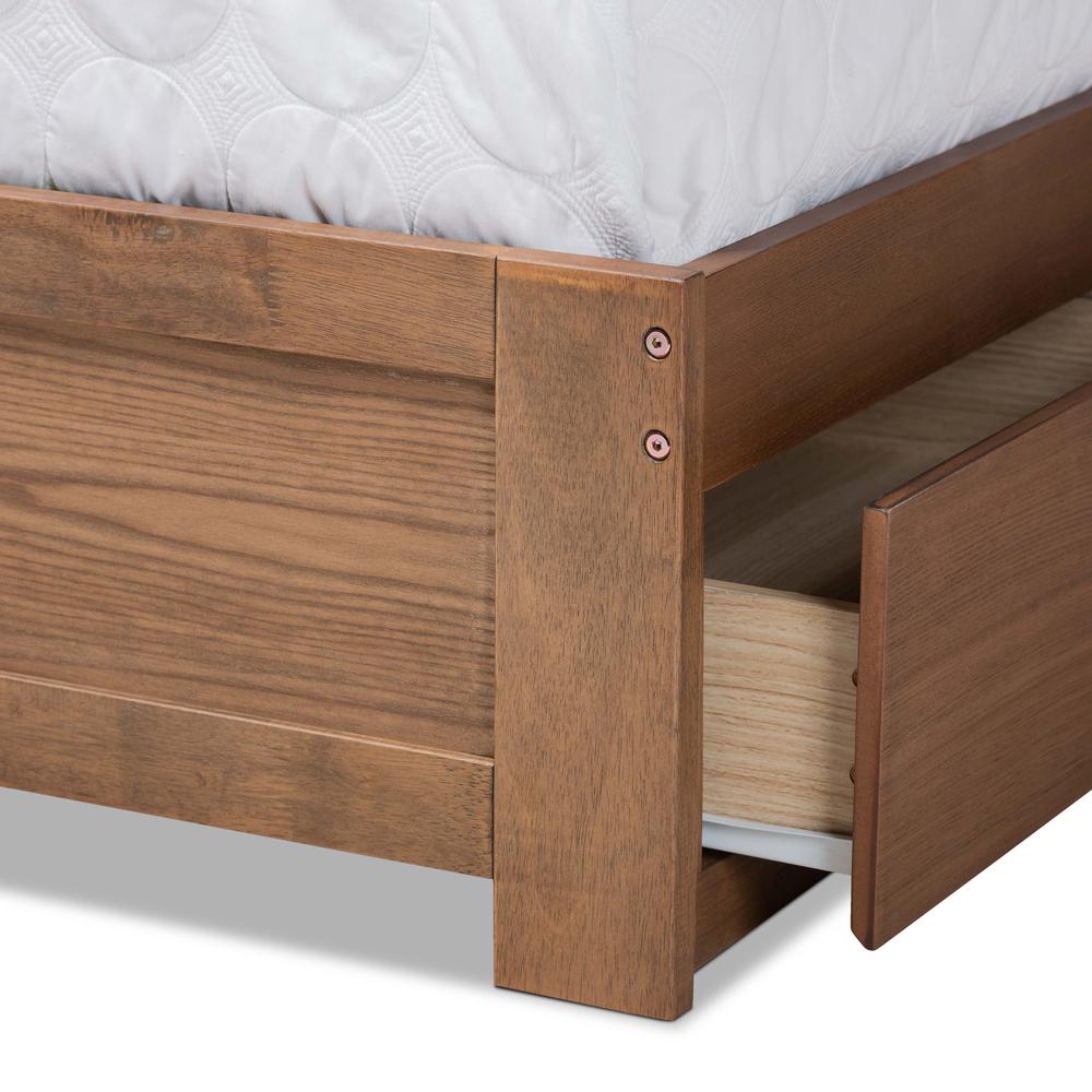 Ash Walnut Brown Finished Wood King Size 3-Drawer Platform Storage Bed. Picture 19