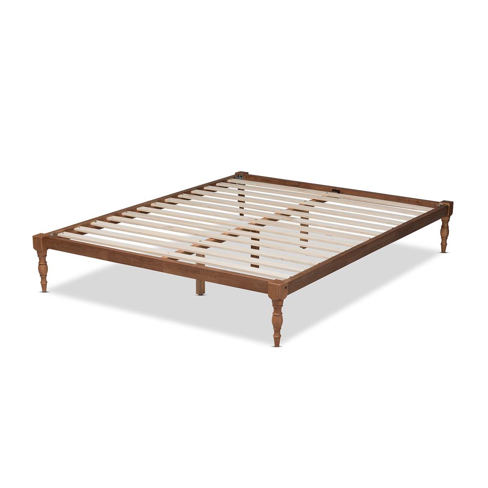 Walnut Brown Finished Wood King Size Platform Bed Frame. Picture 12