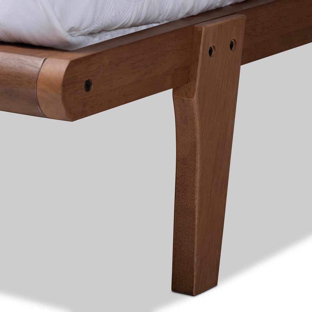 Kaia Mid-Century Modern Walnut Brown Finished Wood King Size Platform Bed Frame. Picture 13
