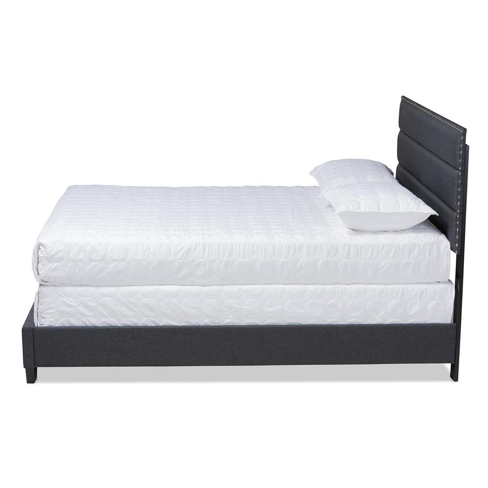 Ansa Modern and Contemporary Dark Grey Fabric Upholstered King Size Bed. Picture 12