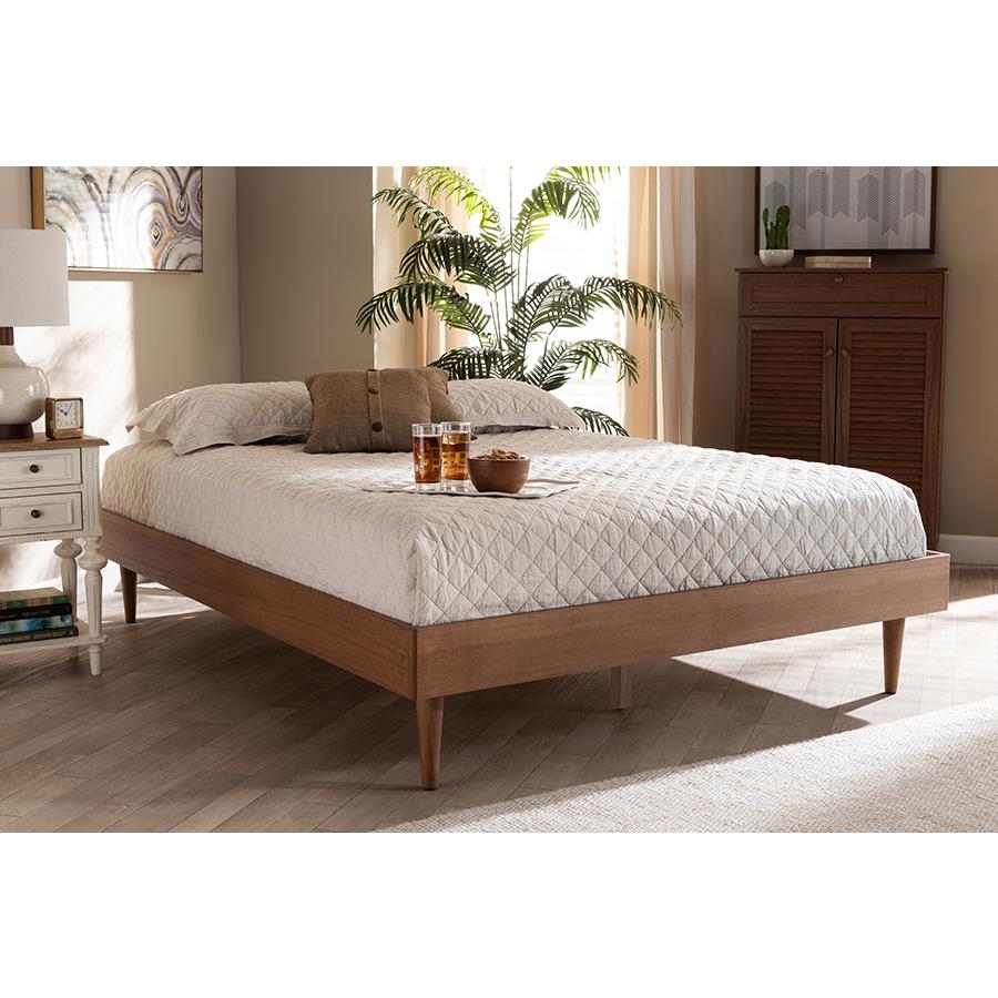 Baxton Studio Rina Mid-Century Modern Ash Wanut Finished Queen Size Wood Bed Frame. Picture 6