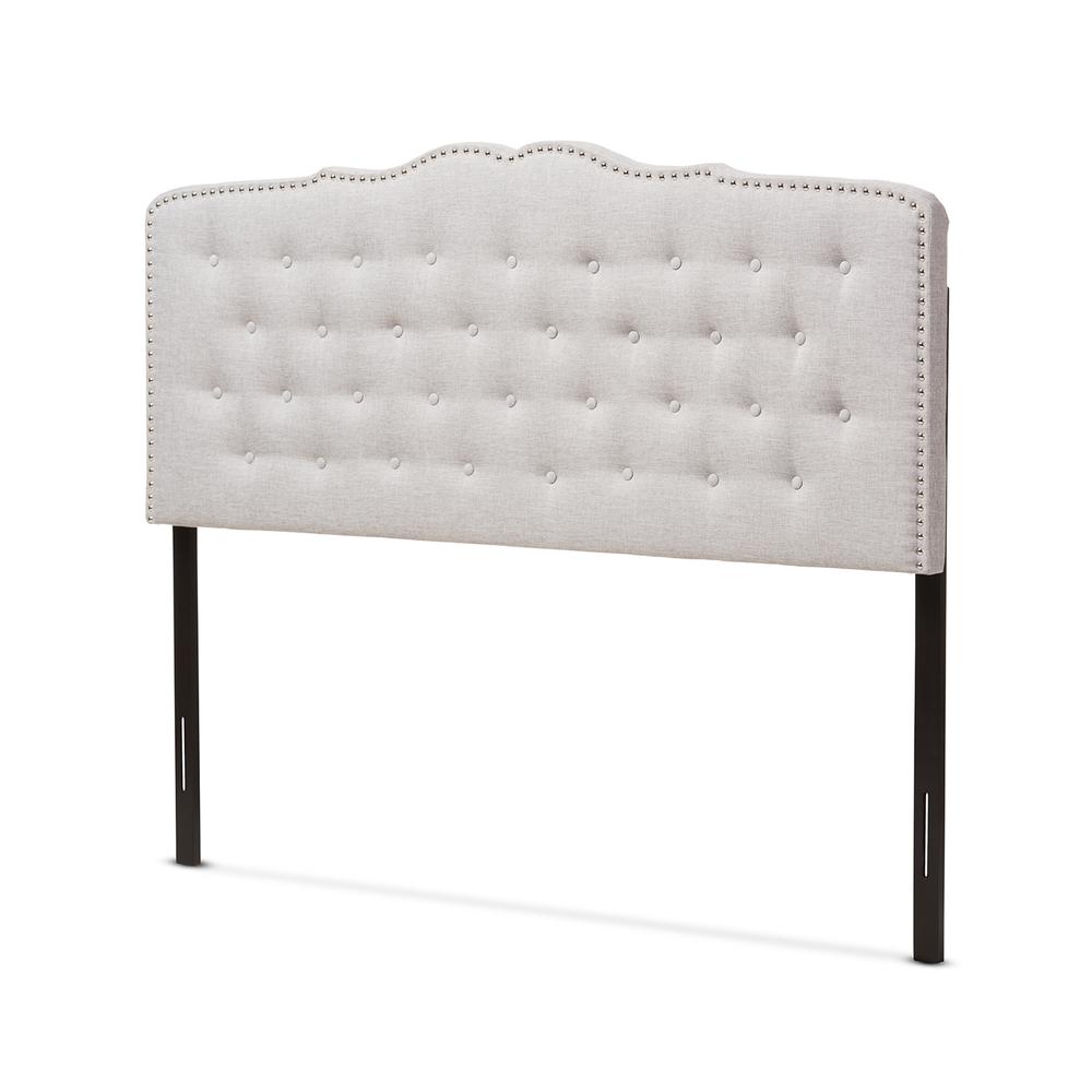 Lucy Modern and Contemporary Greyish Beige Fabric King Size Headboard. Picture 7
