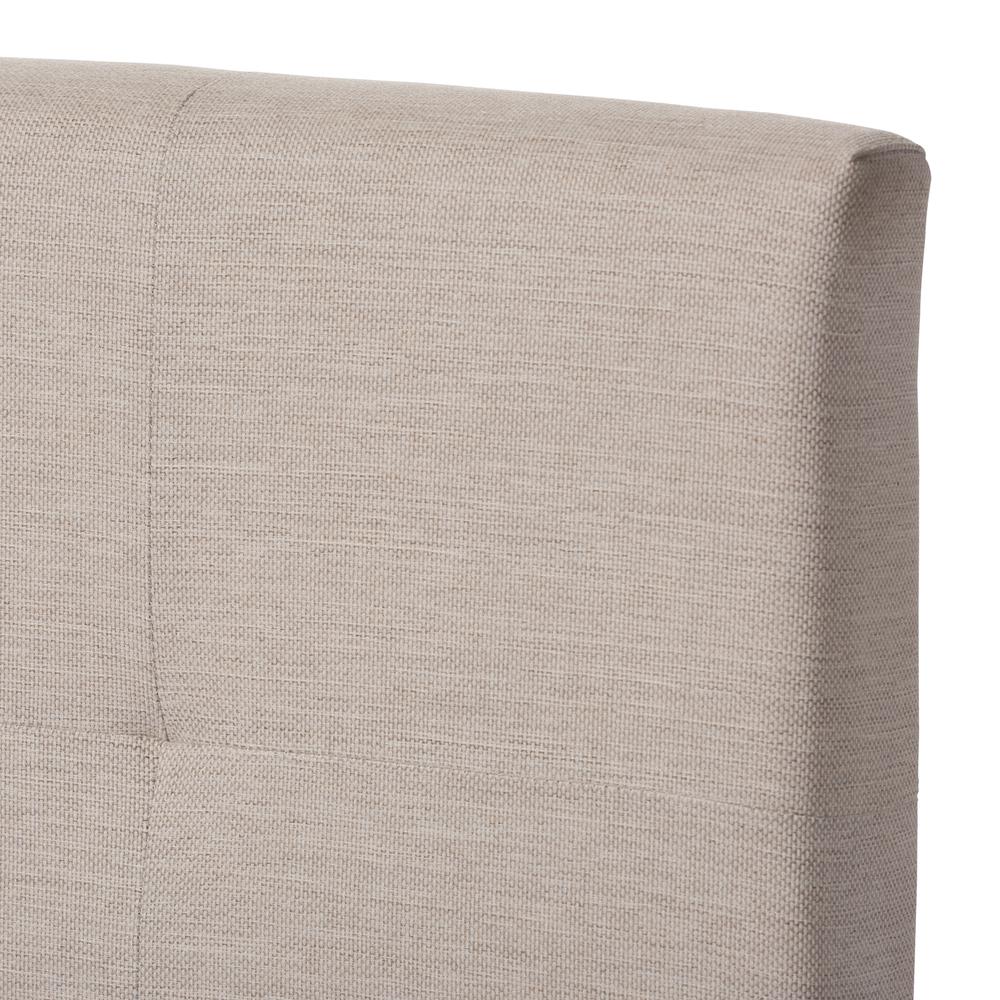 Beige Fabric Upholstered Grid-tufting King Size Bed. Picture 9