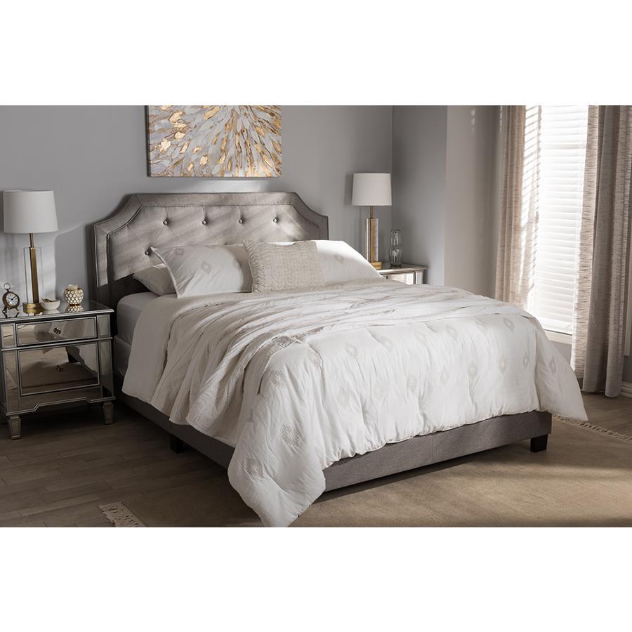 Willis Modern and Contemporary Light Grey Fabric Upholstered Queen Size Bed. Picture 17