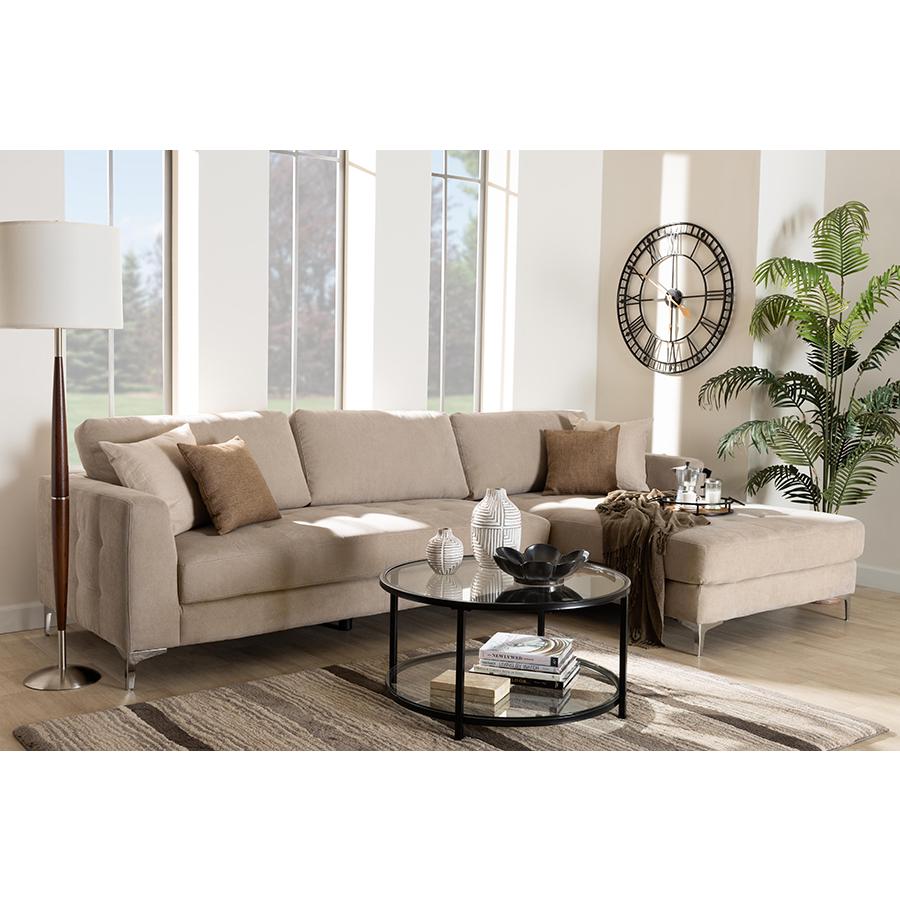 Agnew Contemporary Light Beige Microfiber Right Facing Sectional Sofa