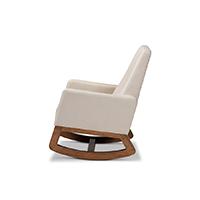 Yashiya Mid-century Retro Modern Light Beige Fabric Upholstered Rocking Chair. Picture 2