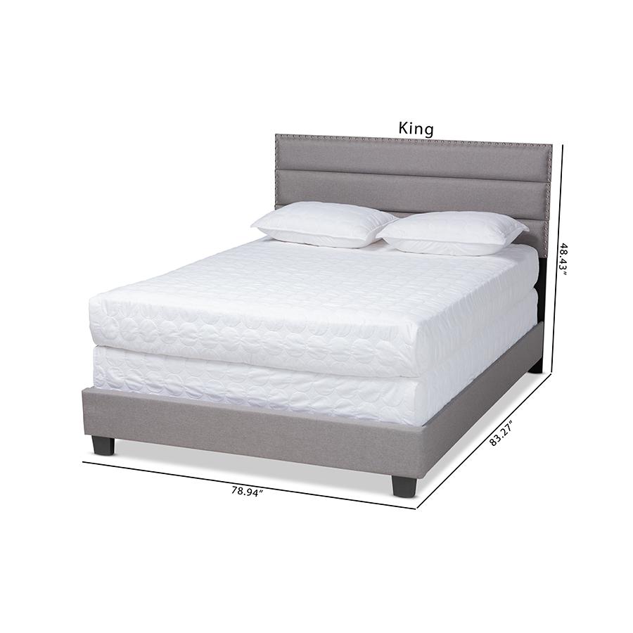 Baxton Studio Ansa Modern and Contemporary Grey Fabric Upholstered King Size Bed. Picture 11