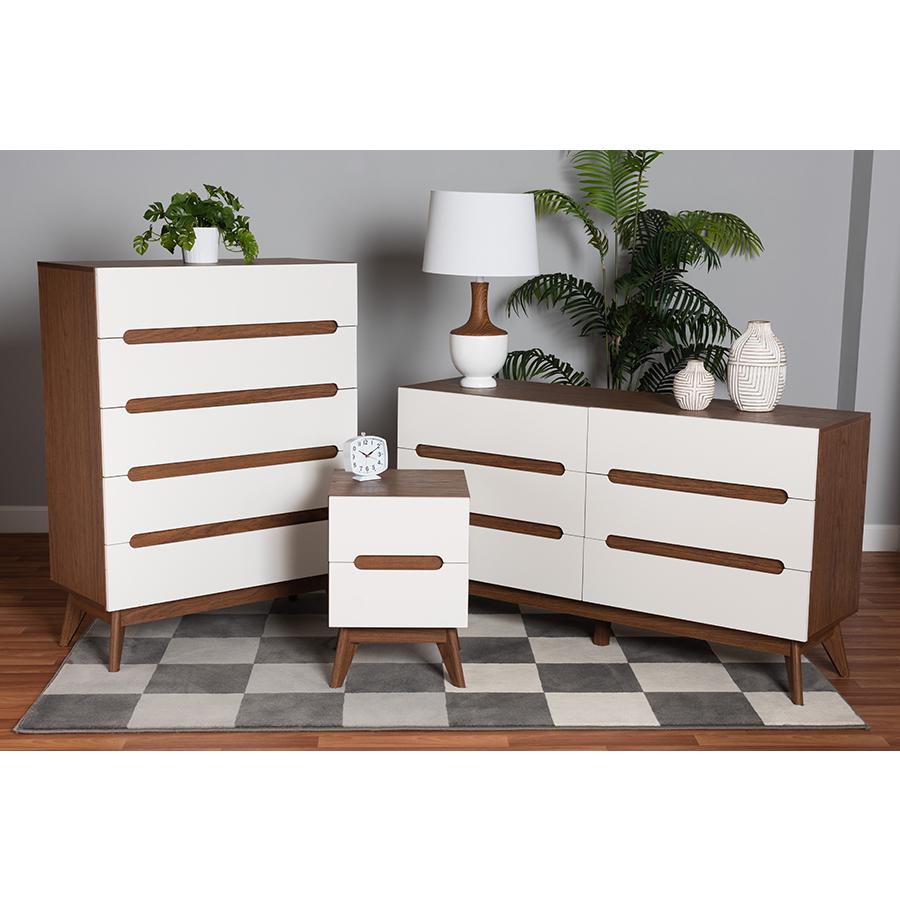 Two-Tone White and Walnut Brown Finished Wood 3-Piece Storage Set. Picture 8