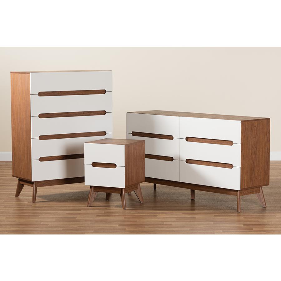 Two-Tone White and Walnut Brown Finished Wood 3-Piece Storage Set. Picture 9