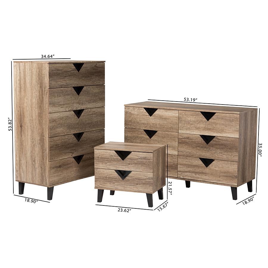 Two-Tone Black and Light Brown Finished Wood 3-Piece Storage Set. Picture 10