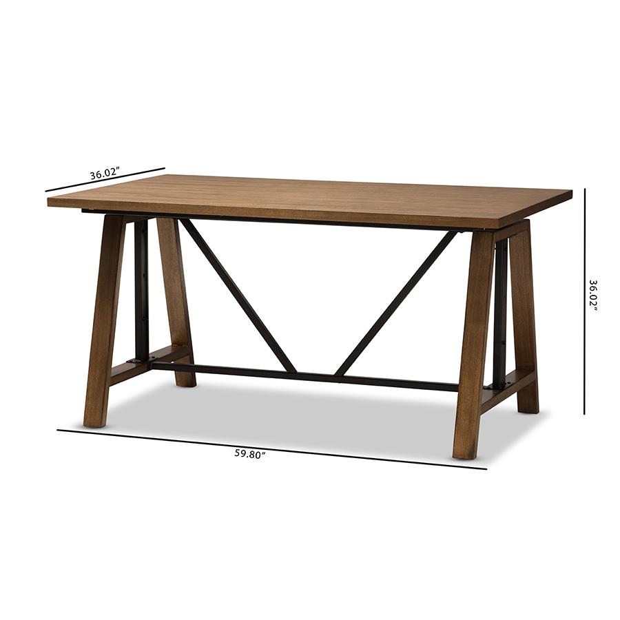 Nico Rustic Industrial Metal and Distressed Wood Adjustable Height Work Table. Picture 12