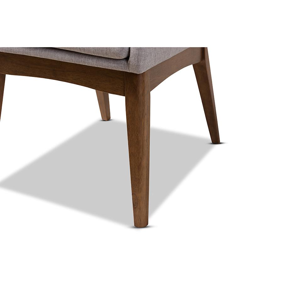 Nexus Mid-Century Modern Walnut Wood Finishing Greyish Beige Fabric Dining Side Chair. Picture 4
