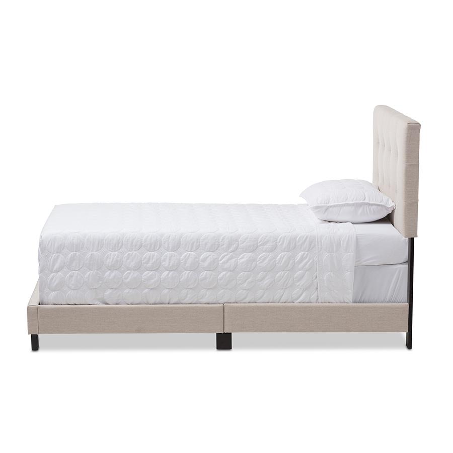 Baxton Studio Brookfield Modern and Contemporary Beige Fabric Twin Size Bed. Picture 2