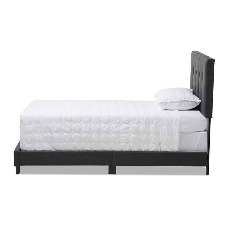 Brookfield Modern and Contemporary Charcoal Grey Fabric Twin Size Bed. Picture 2