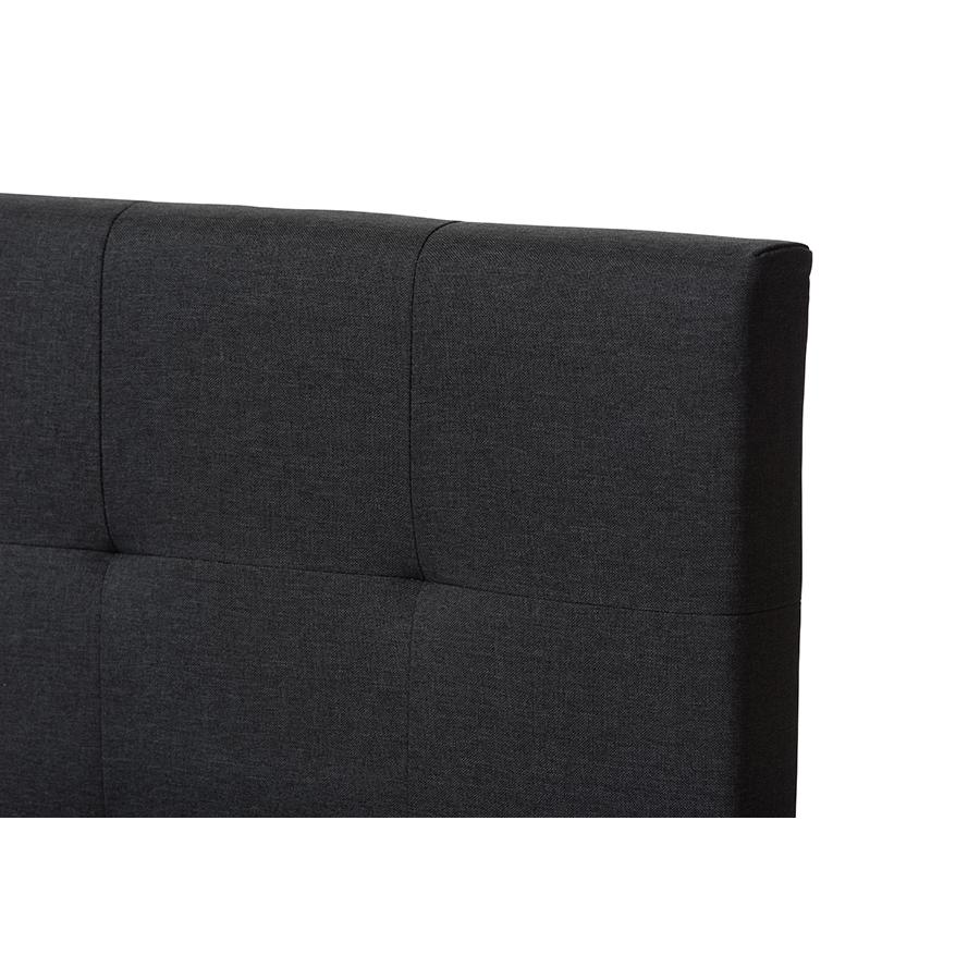 Charcoal Grey Fabric Twin Size Bed. Picture 4