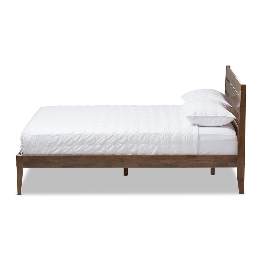 Solid Walnut Wood Slatted Headboard Full Size Platform Bed. Picture 2