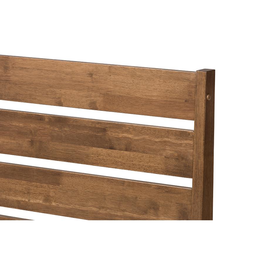 Solid Walnut Wood Slatted Headboard King Size Platform Bed. Picture 4