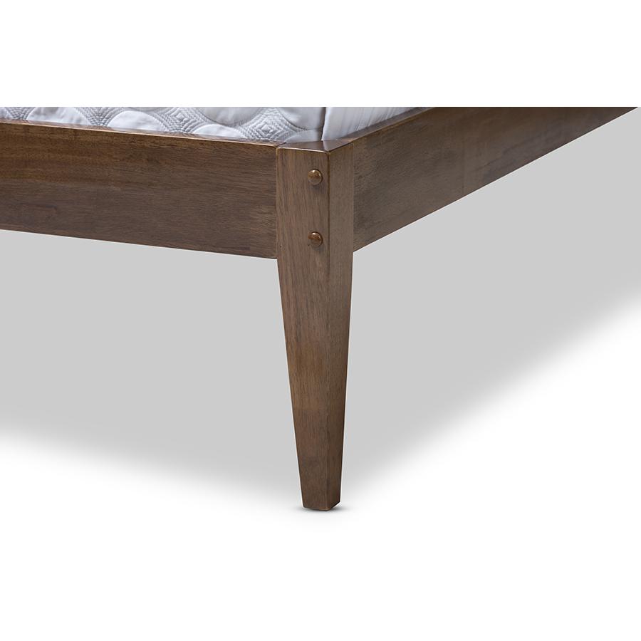 Solid Walnut Wood Slatted Headboard Full Size Platform Bed. Picture 5