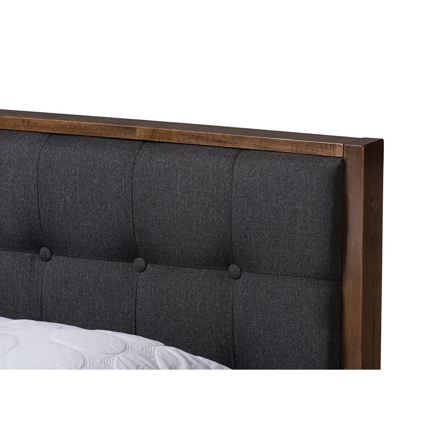 Grey Button-Tufted King Size Platform Bed. Picture 4