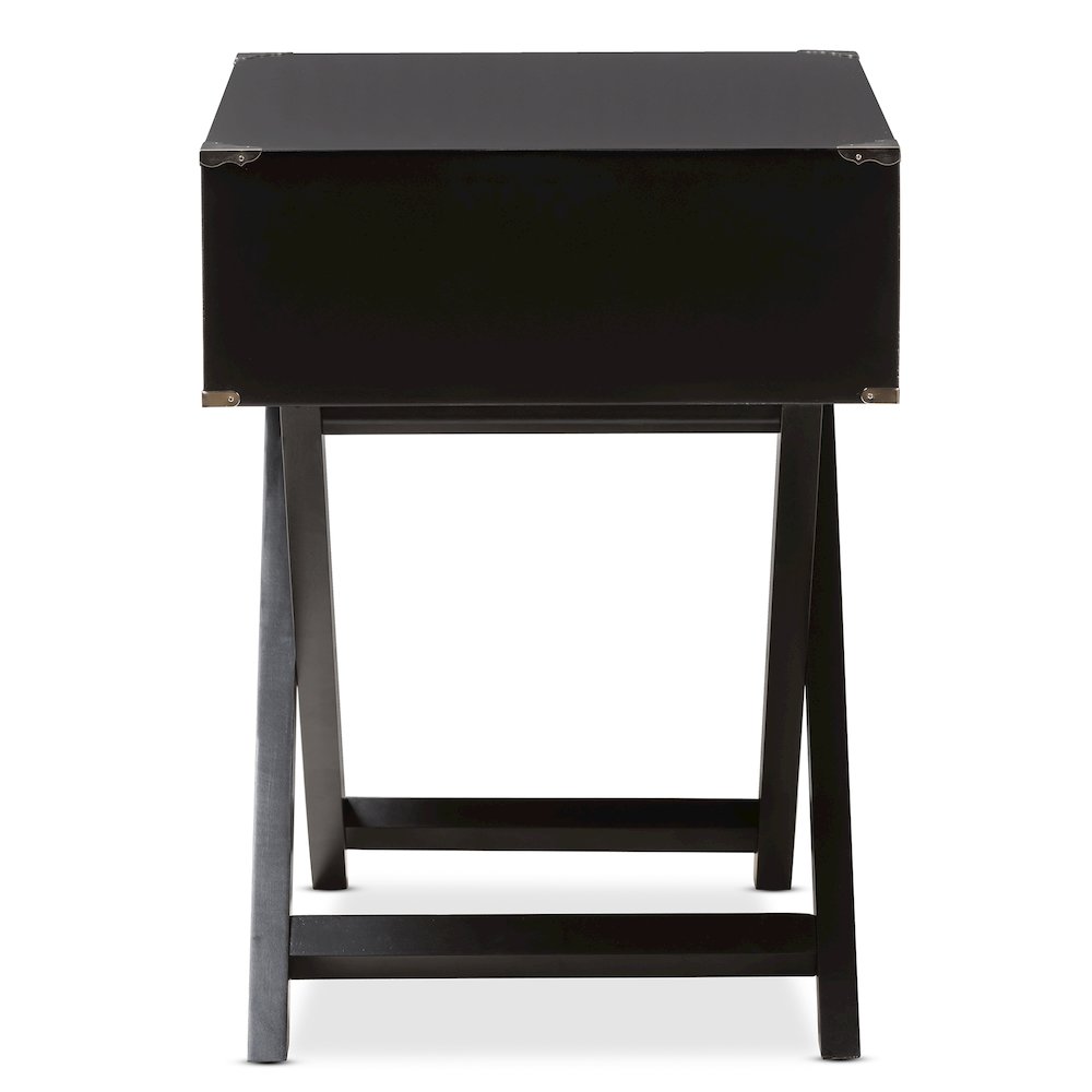 Black 1-Drawer Wooden Bedside Table. Picture 4