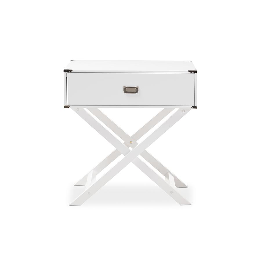 Baxton Studio Curtice Modern And Contemporary White 1-Drawer Wooden End Table. Picture 3