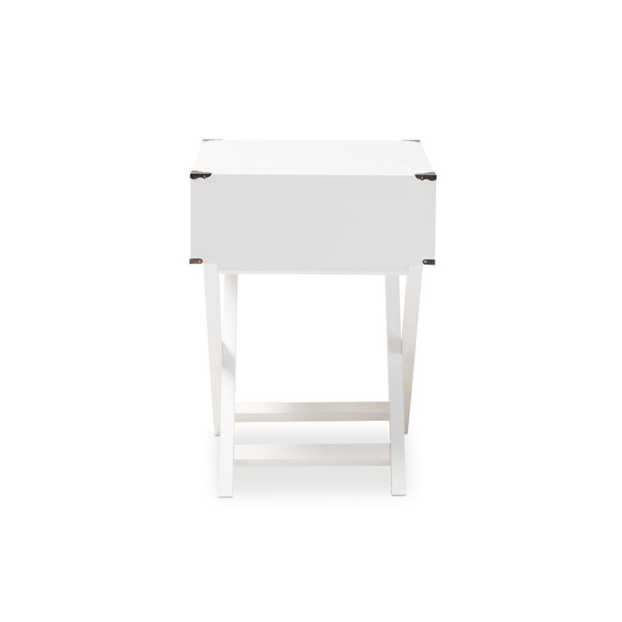 White 1-Drawer Wooden Bedside Table. Picture 4
