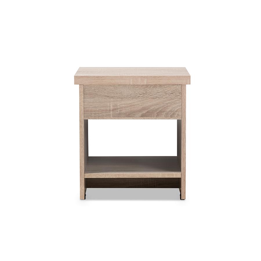 Jamie Modern and Contemporary Two-Tone Oak and Grey Wood 1-Drawer 1-Shelf Nightstand. Picture 5