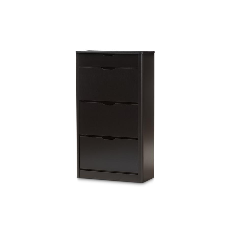 Cayla Modern and Contemporary Black Wood Shoe Cabinet. The main picture.