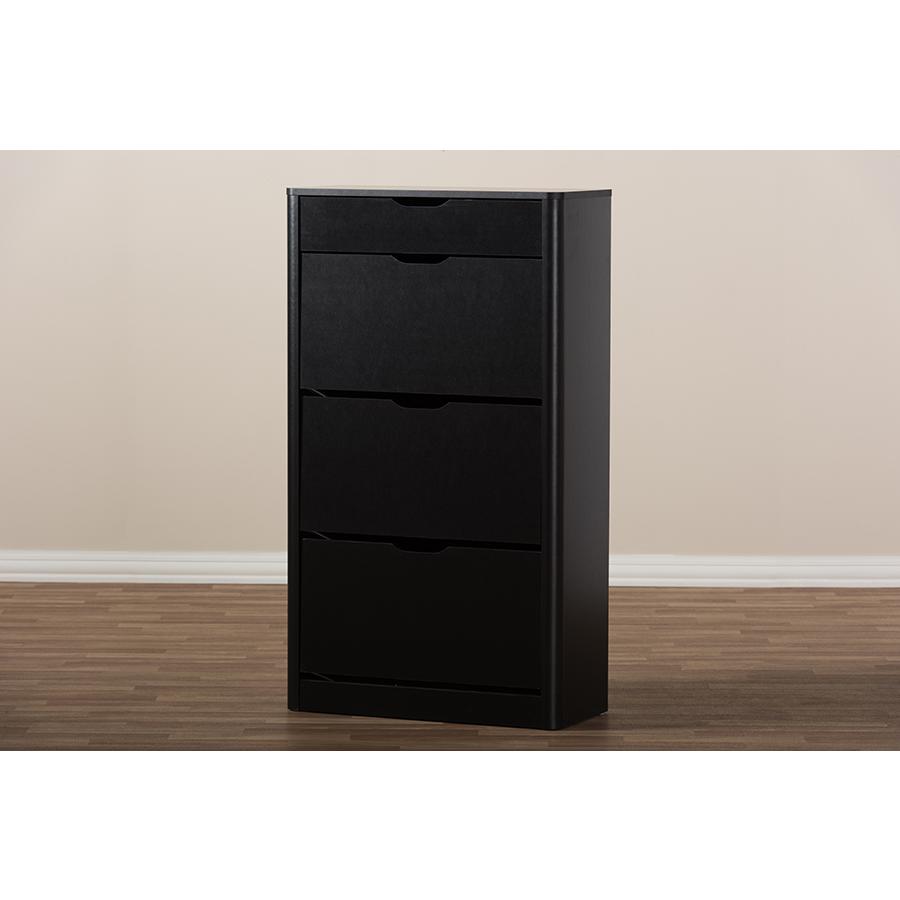 Baxton Studio Cayla Modern and Contemporary Black Wood Shoe Cabinet. Picture 7