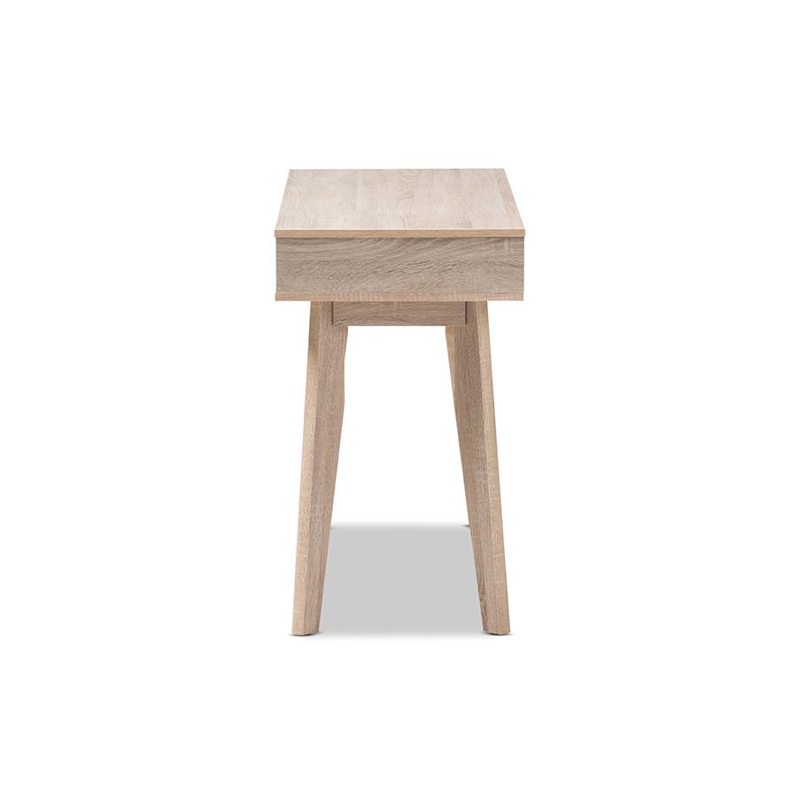 Fella Mid-Century Modern 2-Drawer Oak and Grey Wood Study Desk. Picture 4