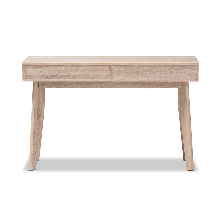 Fella Mid-Century Modern 2-Drawer Oak and Grey Wood Study Desk. Picture 5