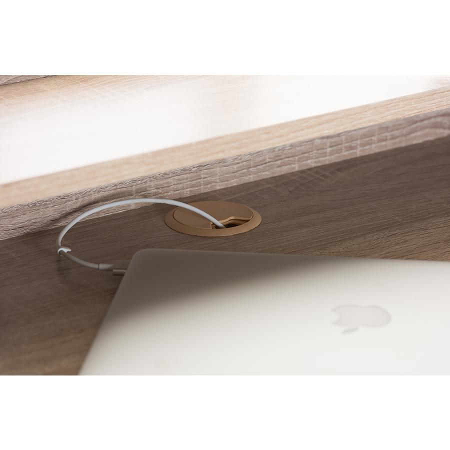 Fella Mid-Century Modern 4-Drawer Oak and Grey Wood Study Desk. Picture 6