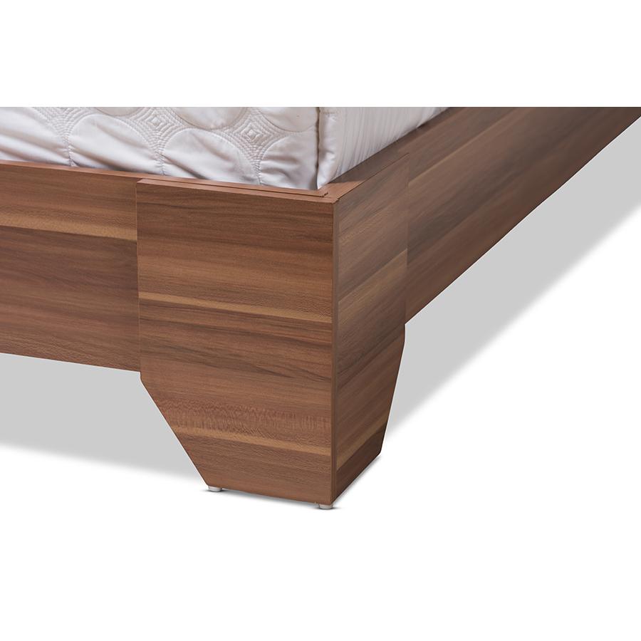 Vanda Modern and Contemporary Two-Tone Walnut and Black Wood Queen Size Platform Bed. Picture 5
