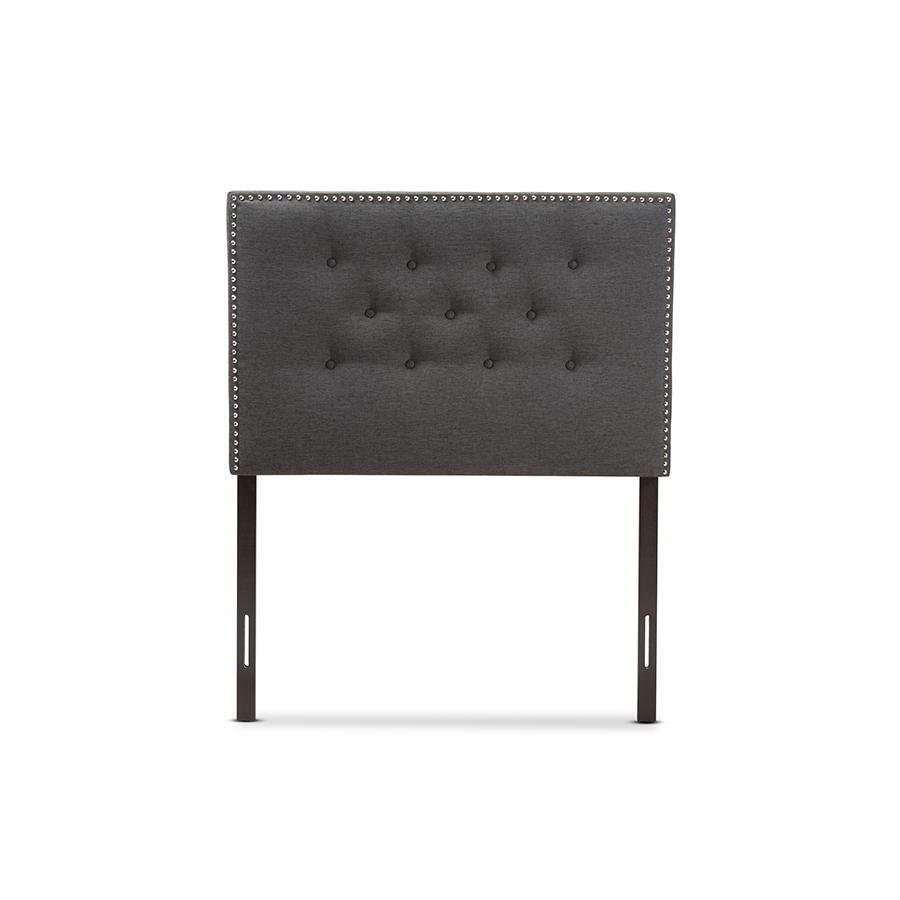 Windsor Modern and Contemporary Dark Grey Fabric Twin Size Headboard. Picture 2