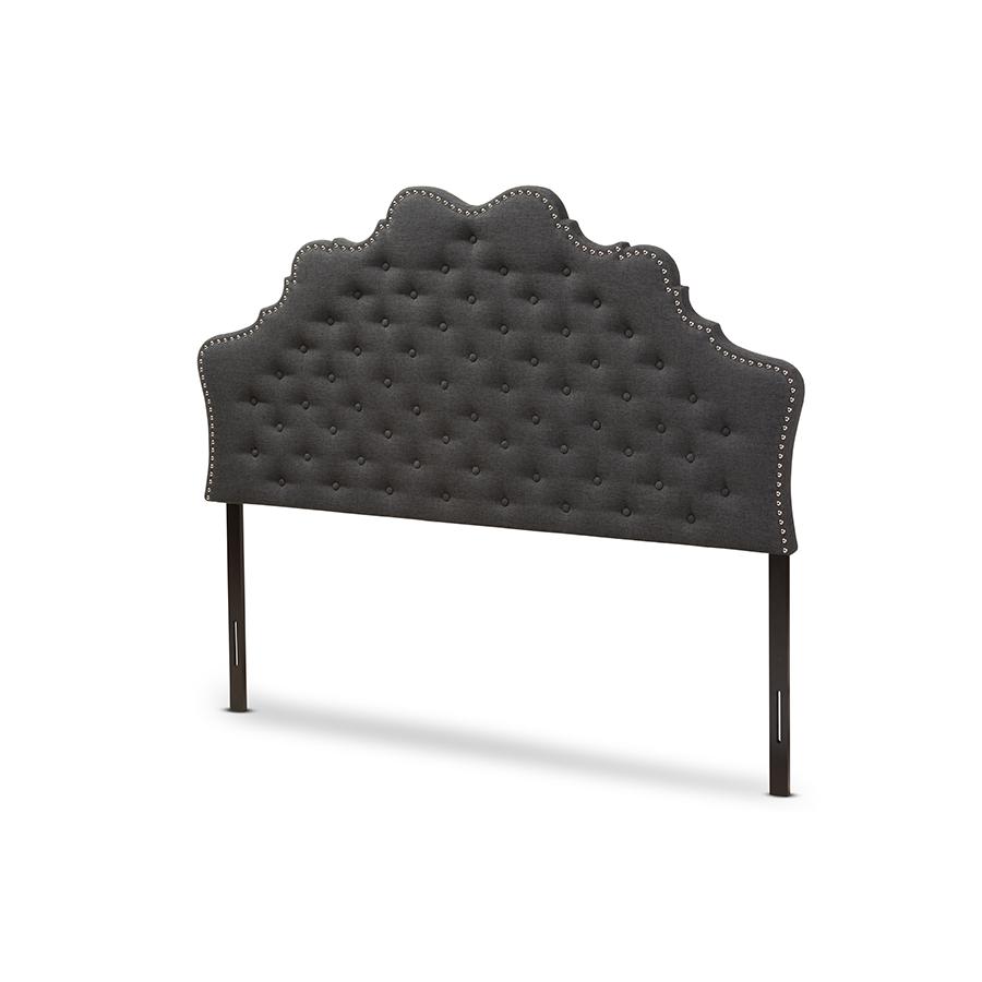 Hilda Modern and Contemporary Dark Grey Fabric King Size Headboard. The main picture.