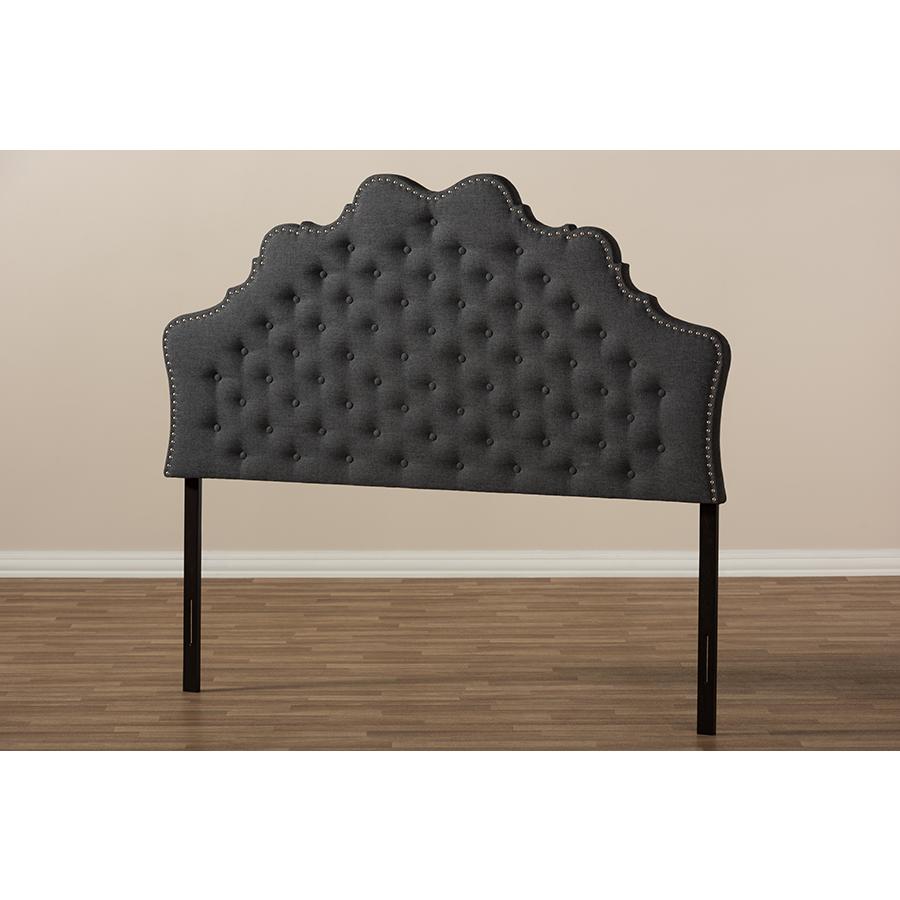 Hilda Modern and Contemporary Dark Grey Fabric King Size Headboard. Picture 5
