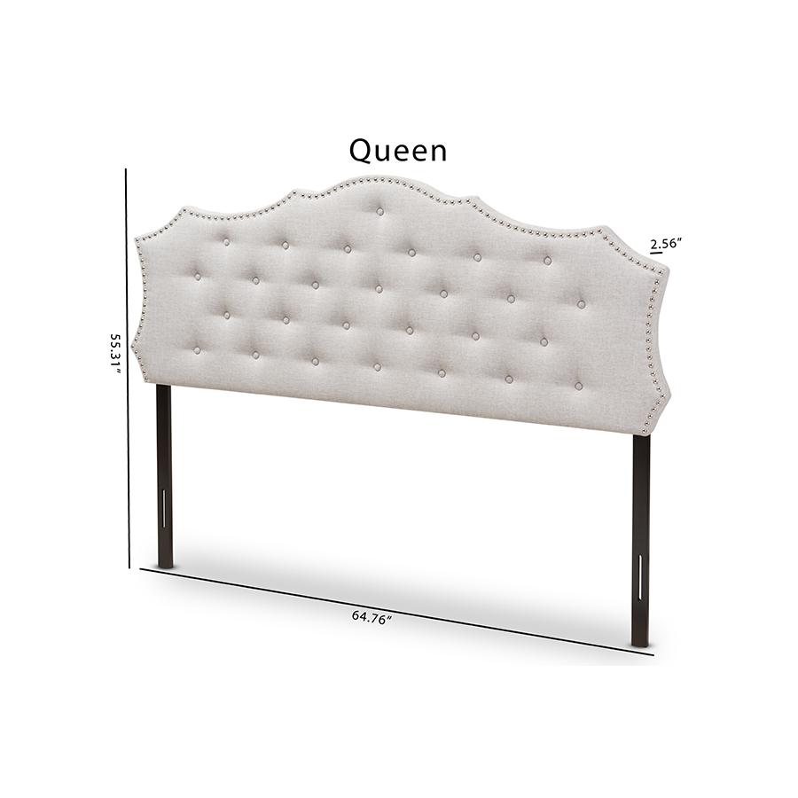Aurora Modern and Contemporary Greyish Beige Fabric Queen Size Headboard. Picture 6