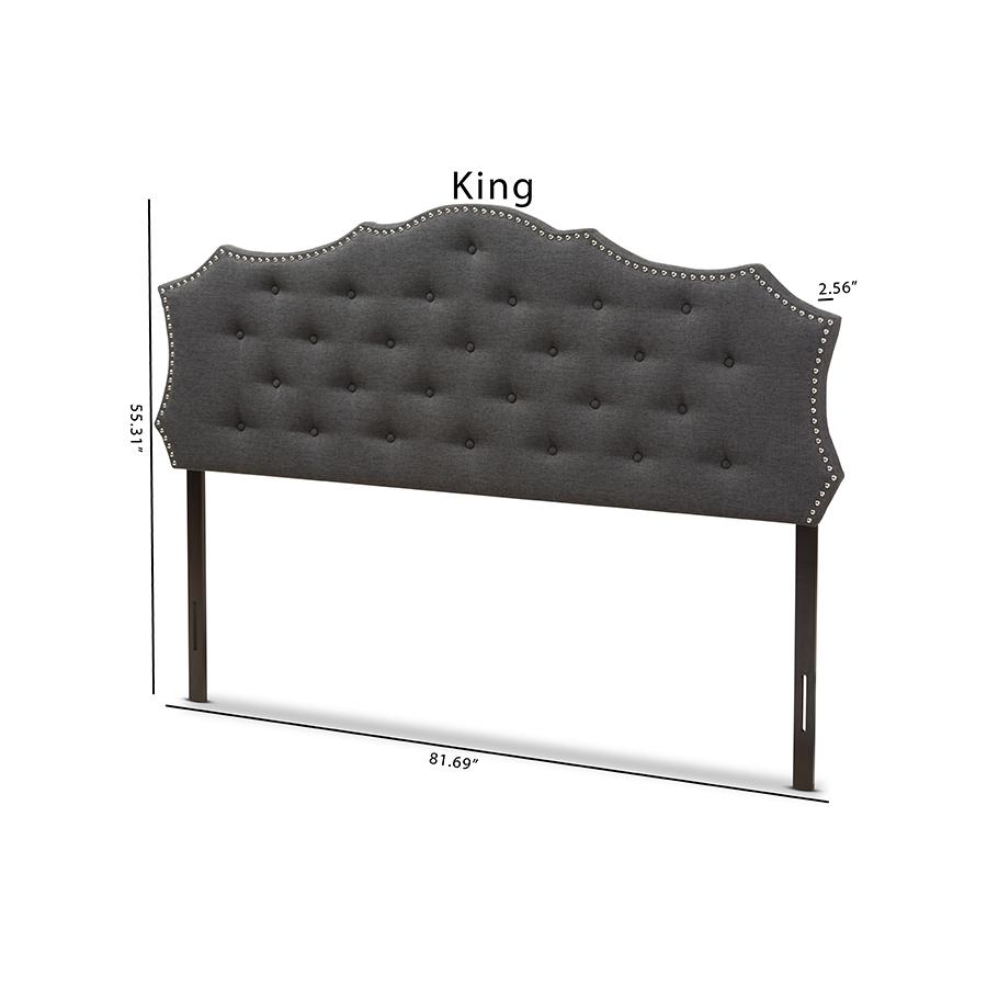 Aurora Modern and Contemporary Dark Grey Fabric King Size Headboard. Picture 6