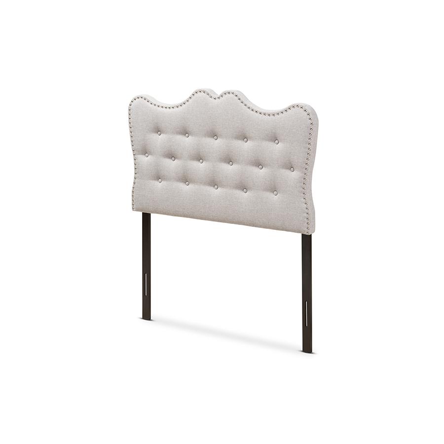 Emma Modern and Contemporary Greyish Beige Fabric Twin Size Headboard. The main picture.